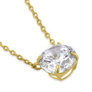 Solid 14K Gold 6.5mm Round Clear Lab Diamonds Necklace - Shryne Diamanti & Co.