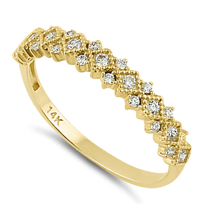 Solid 14K Yellow Gold Elegant Half Eternity Wedding Lab Band - Shryne Diamanti & Co.