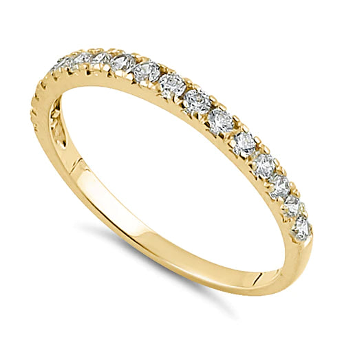 Solid 14K Yellow Gold Half Eternity Clear Lab Ring - Shryne Diamanti & Co.