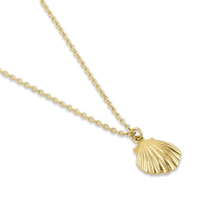 Solid 14K Yellow Gold Clam Shell Necklace - Shryne Diamanti & Co.