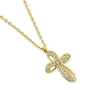 Solid 14K Gold Twisted Cross Diamond Necklace - Shryne Diamanti & Co.