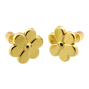 14K Gold Flower W. Screw Back Stud Earrings