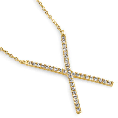 Solid 14K Yellow Gold Lab Diamonds X Necklace - Shryne Diamanti & Co.