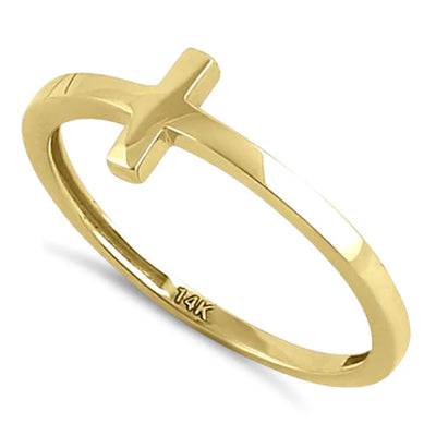 Solid 14K Yellow Gold Cross Ring - Shryne Diamanti & Co.