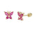 14K Gold Ruby LAB Butterfly Stud Earrings W. Screw Back - Shryne Diamanti & Co.