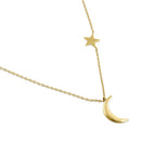 Solid 14K Yellow Gold Crescent Moon & Star Necklace - Shryne Diamanti & Co.