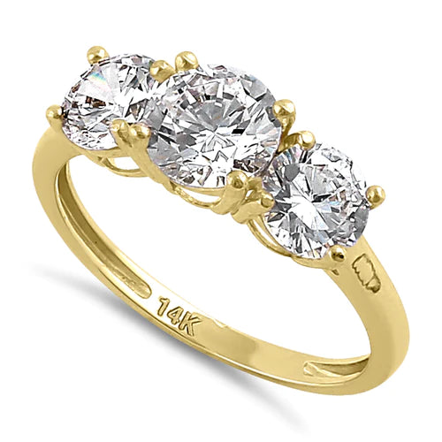 Solid 14K Gold Triple Round Lab Ring - Shryne Diamanti & Co.