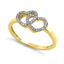 Solid 14K Yellow Gold Double Heart Diamond Ring - Shryne Diamanti & Co.