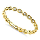 Solid 14K Yellow Gold Eternity Round Clear Lab Stone Ring - Shryne Diamanti & Co.