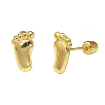 14K Gold Baby Feet Stud Earrings W. Screw-Back - Shryne Diamanti & Co.