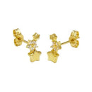 14K Solid Yellow Gold Clustered Star LAB W. Push Back Stud Earrings - Shryne Diamanti & Co.