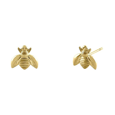 Solid 14K Yellow Gold Bee Earrings - Shryne Diamanti & Co.