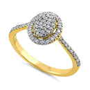 Solid 14K Yellow Gold Oval Cluster Halo 0.29 ct. Diamond Ring - Shryne Diamanti & Co.