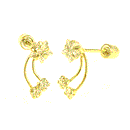 14K Gold 4mm Star LAB Stud Earrings W. Screw