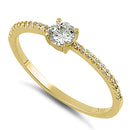 Solid 14K Yellow Gold Round 4mm Clear Lab Ring - Shryne Diamanti & Co.