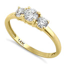 Solid 14K Yellow Gold Triple Round Cut Lab Engagement Ring - Shryne Diamanti & Co.