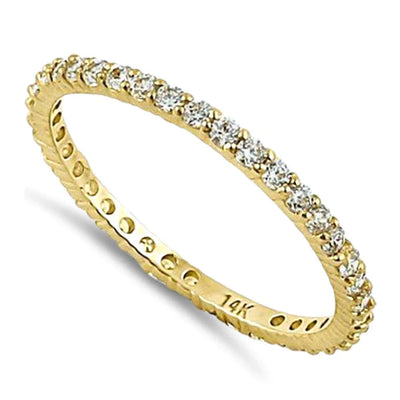 Solid 14K Yellow Gold Eternity Lab Stone Ring - Shryne Diamanti & Co.