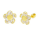 14K Gold LAB Flower W. Screw-Back Stud Earrings - Shryne Diamanti & Co.