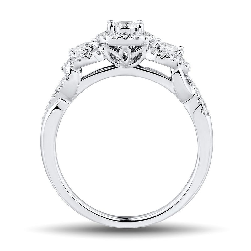 Signature Collection 1/2 ct. tw. Diamond Three-Stone Ring in 10K White Gold - Shryne Diamanti & Co.