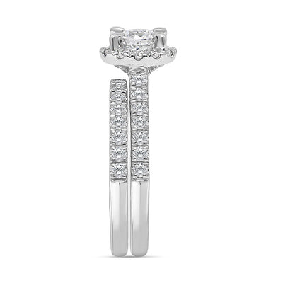 SHRYNE'S Signature Collection Round Diamond Halo Bridal Set in 14K White Gold (1 1/2 ct. tw.) - Shryne Diamanti & Co.