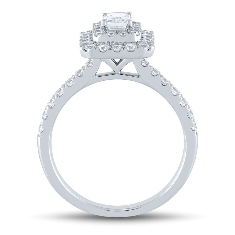 SHRYNE'S Signature Collection 1 ct. tw. Diamond Emerald-Cut Double Halo Engagement Ring in 14K White Gold - Shryne Diamanti & Co.