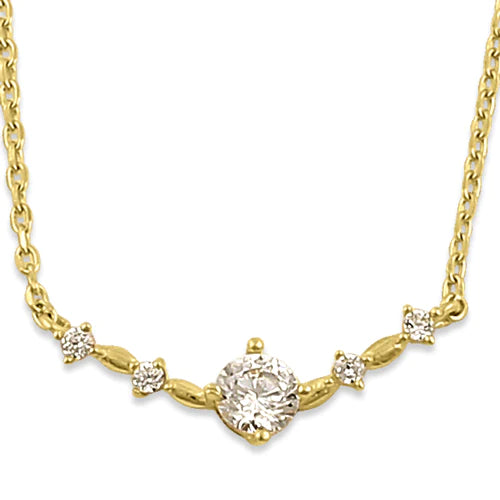 Solid 14K Yellow Gold Trendy V Lab Diamonds Necklace - Shryne Diamanti & Co.