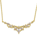 Solid 14K Gold Elegant Royal Marquise with Clear Lab Diamonds Necklace - Shryne Diamanti & Co.