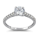 Solid 14K White Gold Solitaire Round Clear Lab Engagement Ring - Shryne Diamanti & Co.