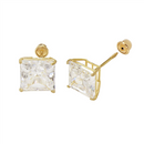 14K Gold 4 Prong Basket Square Lab stones W. Screw-Back Stud Earrings - Shryne Diamanti & Co.