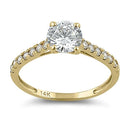 Solid 14K Yellow Gold Solitaire Round Clear Lab Engagement Ring - Shryne Diamanti & Co.