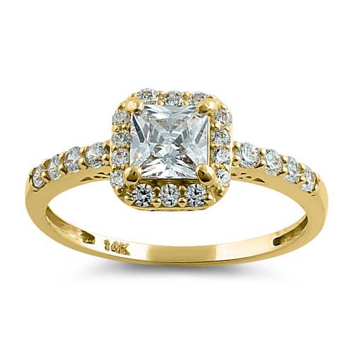 Solid 14K Gold Princess Halo Lab Ring - Shryne Diamanti & Co.