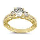 Solid 14K Yellow Gold Round 7mm Clear Lab Engagement Ring - Shryne Diamanti & Co.