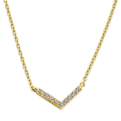 Solid 14K Yellow Gold V Shape Lab Diamonds Necklace - Shryne Diamanti & Co.