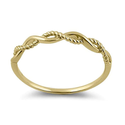 Solid 14K Yellow Gold Twisted Rope Ring - Shryne Diamanti & Co.