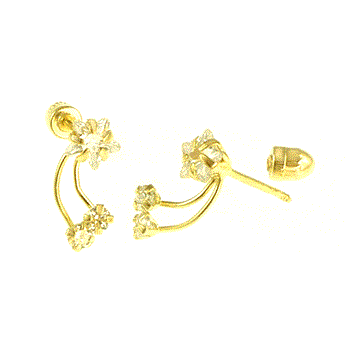 14K Gold 4mm Star LAB Stud Earrings W. Screw