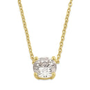 Solid 14K Gold 5.0mm Round Clear Lab Diamonds Necklace - Shryne Diamanti & Co.