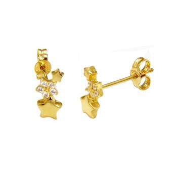 14K Solid Yellow Gold Clustered Star LAB W. Push Back Stud Earrings - Shryne Diamanti & Co.
