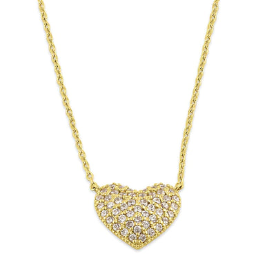 Solid 14K Gold Puffy Heart Diamond Necklace - Shryne Diamanti & Co.