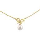 Solid 14K Yellow Gold Butterfly Pearl Diamond Necklace - Shryne Diamanti & Co.