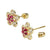 14K Gold Red Ruby LAB Flower W. Screw Back Stud Earrings - Shryne Diamanti & Co.