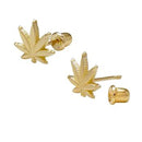 14K Gold Leaf Stud Earrings W. Screw Back - Shryne Diamanti & Co.