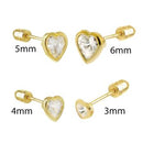 14K Gold Heart LAB Bezel-Set Stud Earrings W. Screw-Back - Shryne Diamanti & Co.