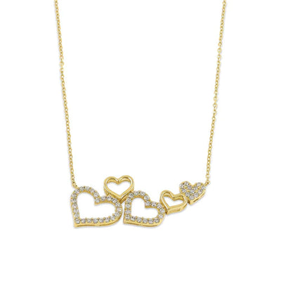 Solid 14K Heart Cluster Lab Diamonds Necklace - Shryne Diamanti & Co.