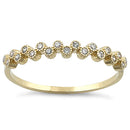 Solid 14K Yellow Gold Thin Classic Round Clear Lab Ring - Shryne Diamanti & Co.