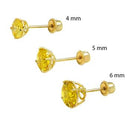 14K Gold Canary Yellow LAB W. Screw Back Stud earrings - Shryne Diamanti & Co.