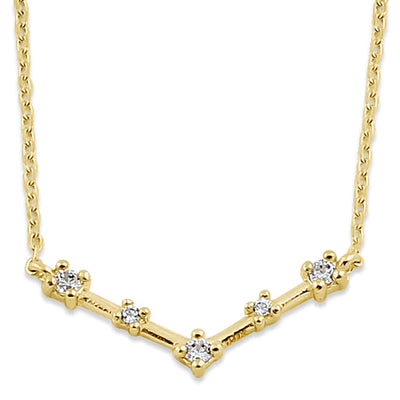 Solid 14K Yellow Gold LAB V Bar Necklace - Shryne Diamanti & Co.