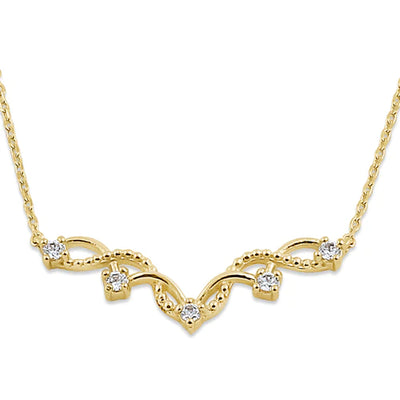 Solid 14K Yellow Gold Elegant Lab Diamonds V Necklace - Shryne Diamanti & Co.