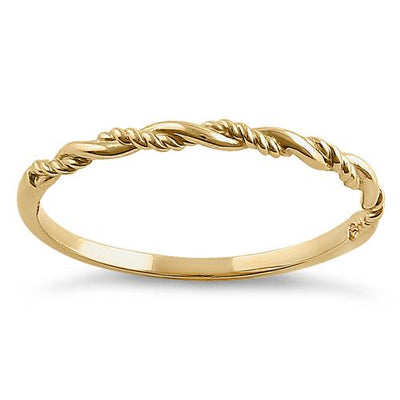 Solid 14K Yellow Gold Simple Twist Ring - Shryne Diamanti & Co.