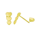 14K Gold Graduated Triple Heart W. Screw-Back Stud Earrings