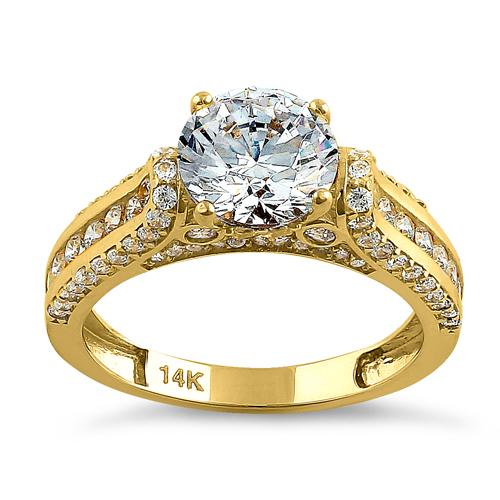 Solid 14K Yellow Gold Majestic Round Lab Engagement Ring - Shryne Diamanti & Co.